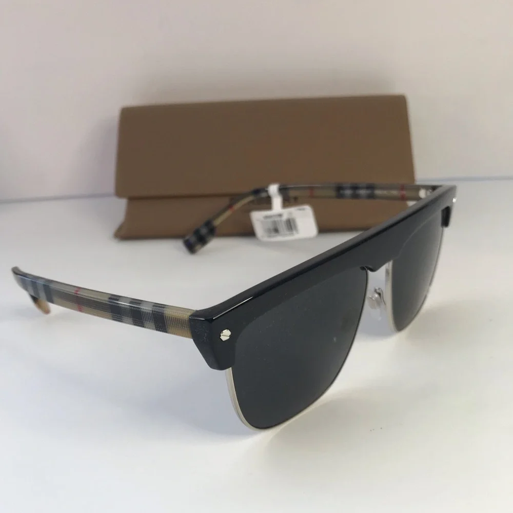 New Authentic Burberry William Grey Browline Men's Sunglasses BE4325 375787 59.